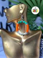 Orange, Green and White Hoop Earrings Lightweight, Bold & Statement-Making