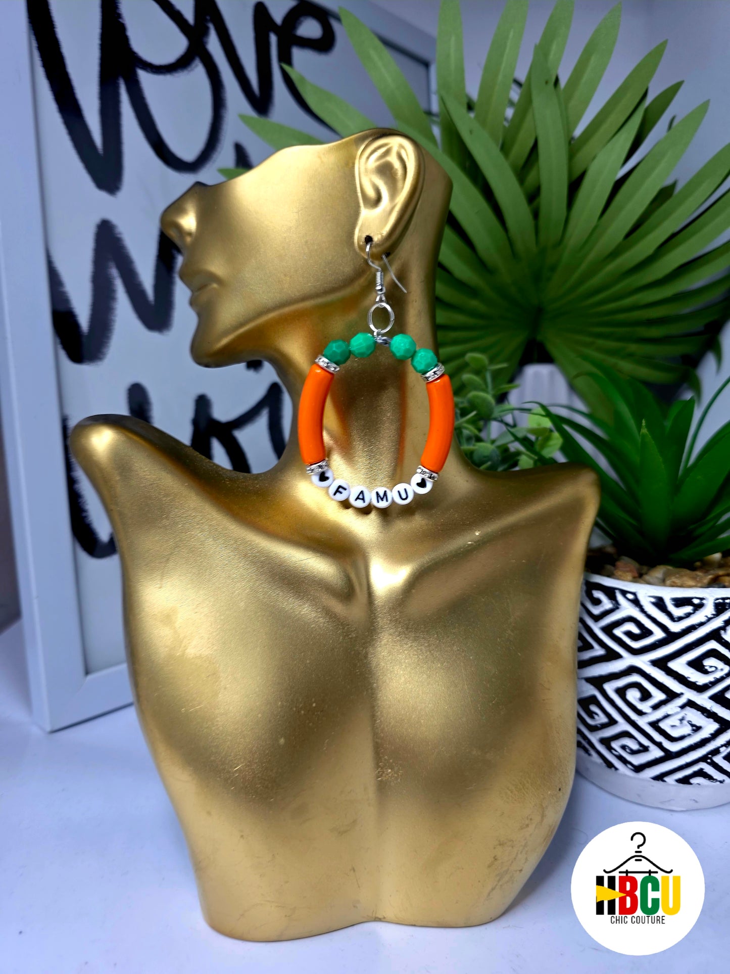 Orange, Green and White Hoop Earrings Lightweight, Bold & Statement-Making