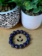 Unisex Beaded Blue and Gold Bracelet