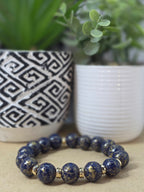 Unisex Beaded Blue and Gold Bracelet