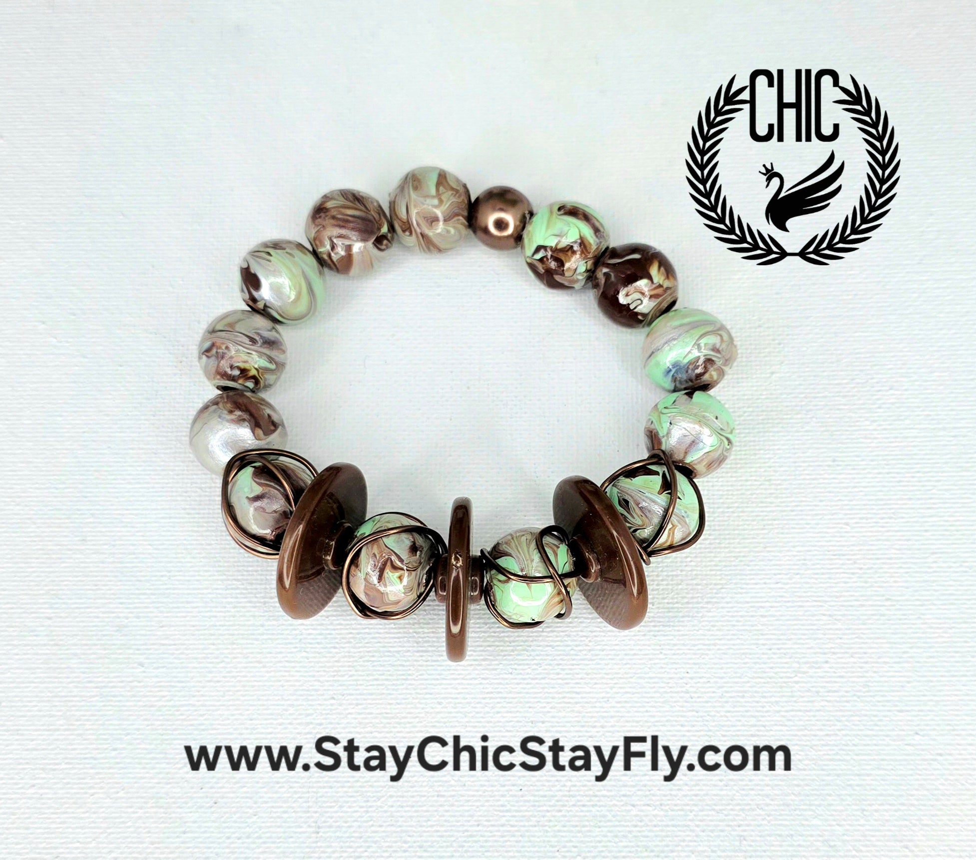 Hand Painted Beaded Bracelet, Colorful Artisan Statement Jewelry Gift