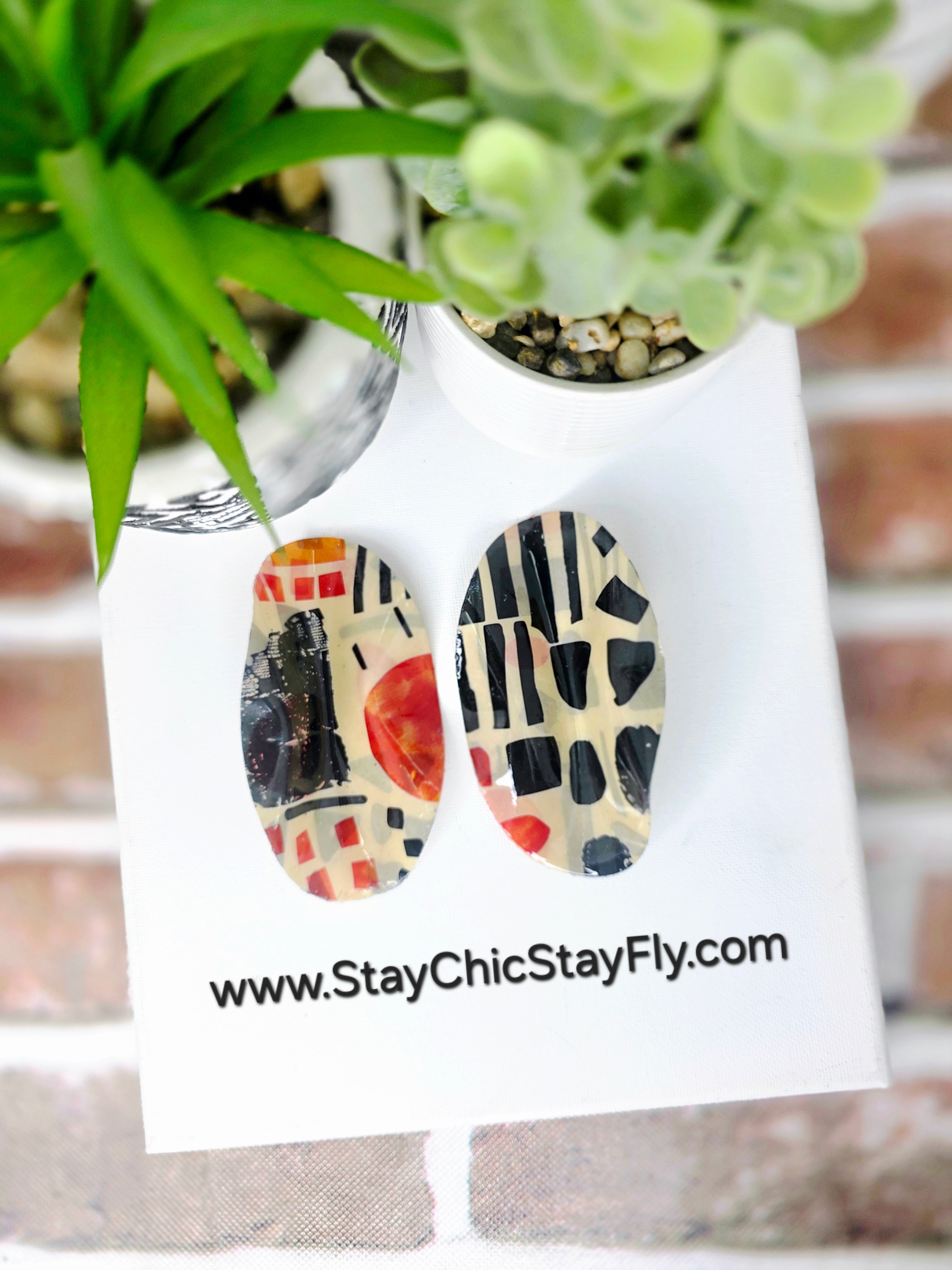 Cream Orange and Black African Fashion Earrings by Chic and Fly