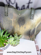 Ms.Camilla Olive Green Black and Gold Spacious Faux Leather Tote