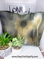 Ms.Camilla Olive Green Black and Gold Spacious Faux Leather Tote