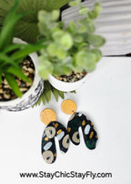 Ms.Genesis Green Gold Taupe and Pearl White Fashion Earrings by Chic and Fly