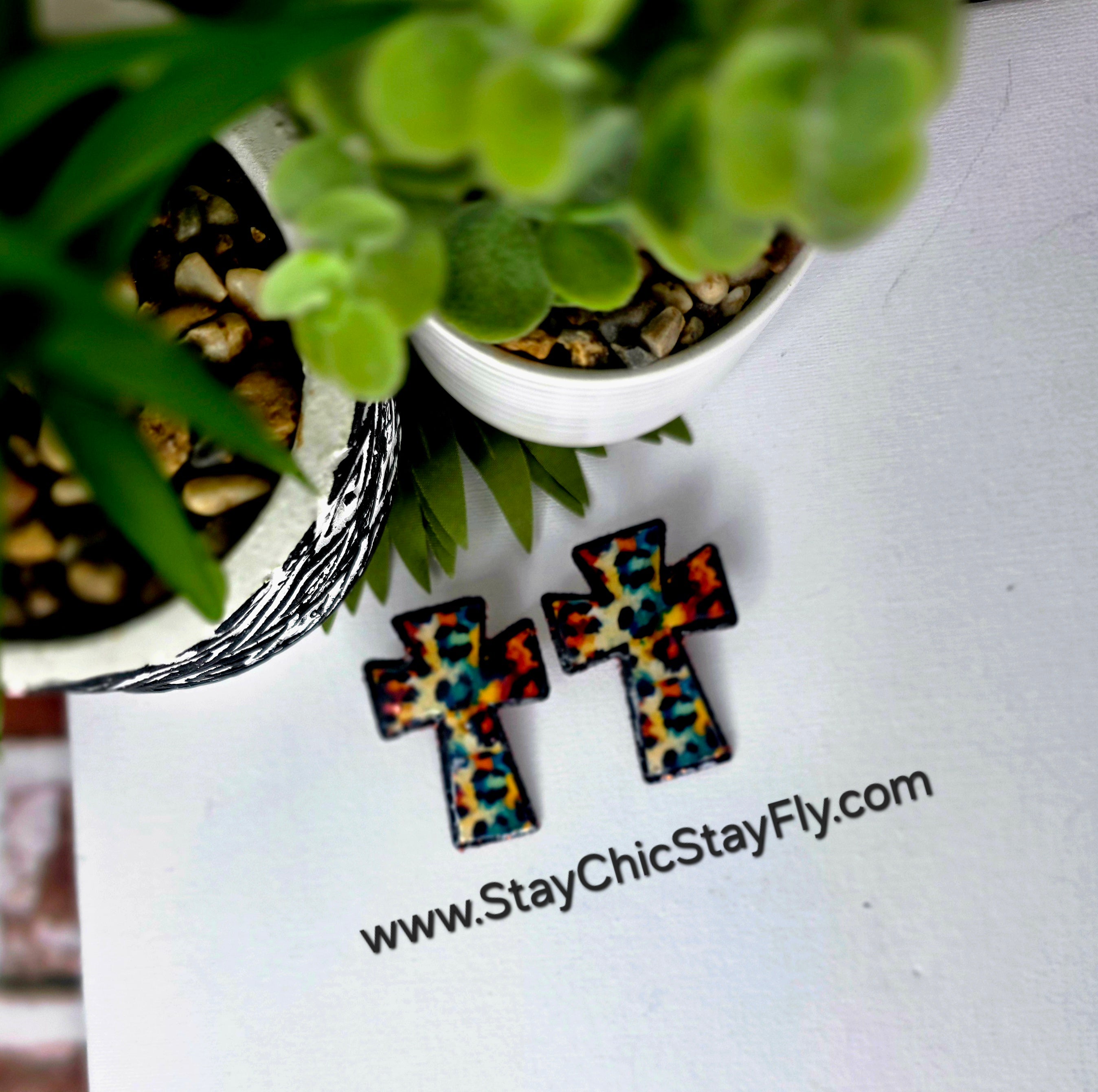 Ms.Christina Leopard Water Color Fashion Earrings by Chic and Fly