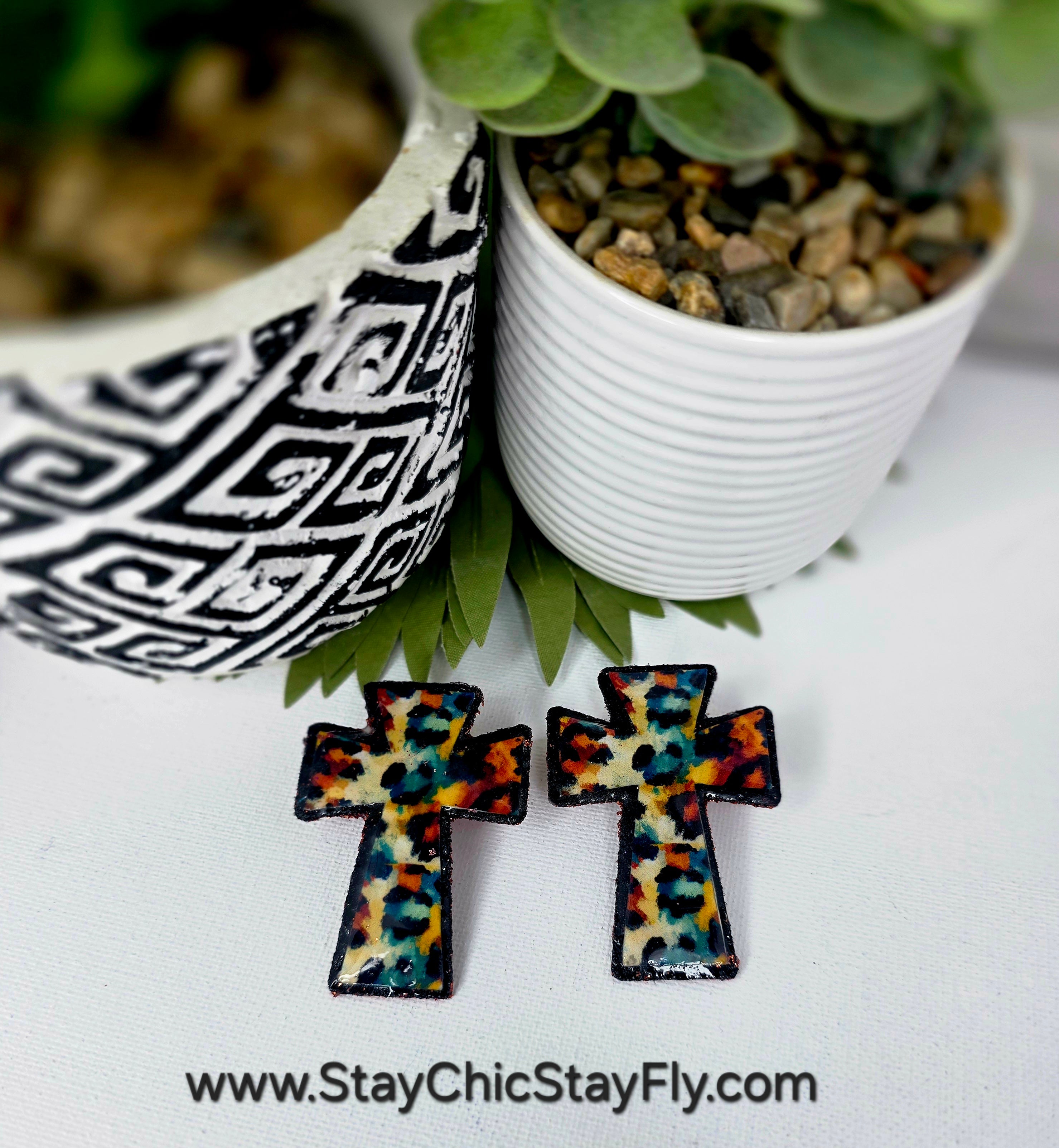 Ms.Christina Leopard Water Color Fashion Earrings by Chic and Fly