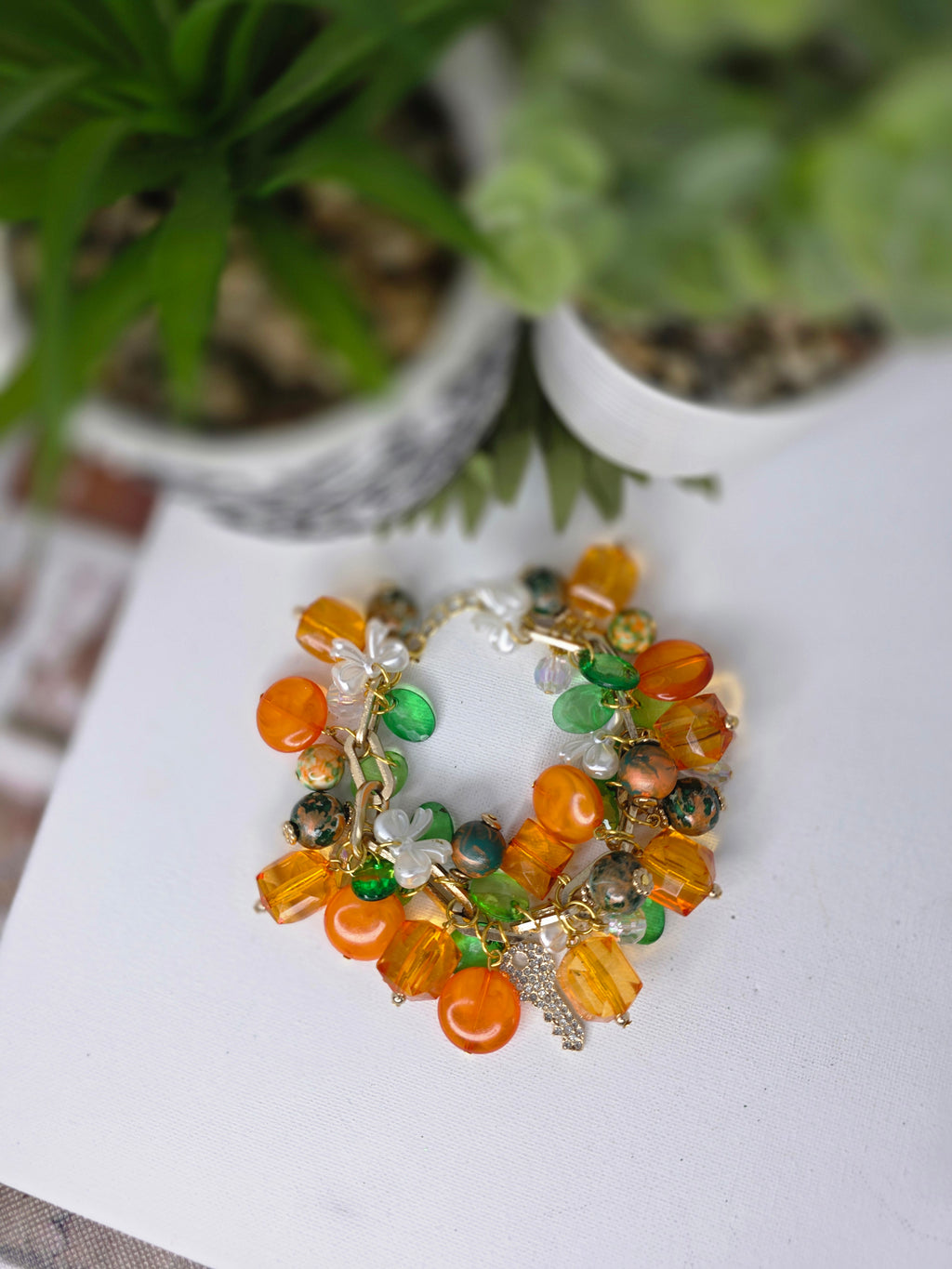 FAMU Inspired Orange & Green Charm Bracelet – Bold HBCU Statement Jewelry
