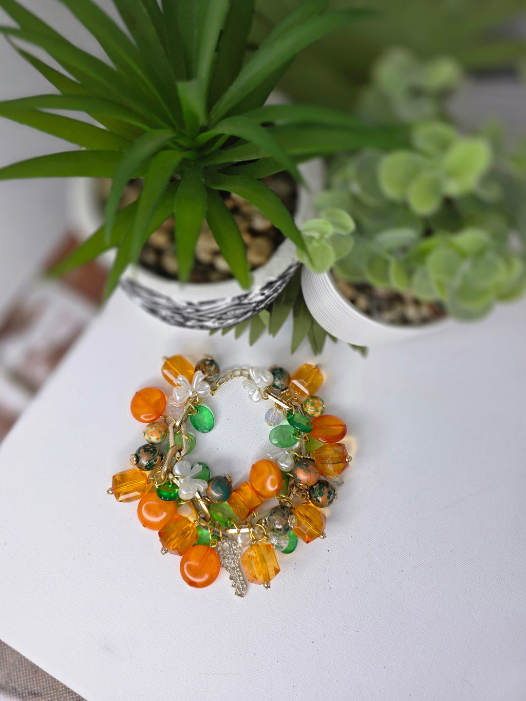 FAMU Inspired Orange & Green Charm Bracelet – Bold HBCU Statement Jewelry