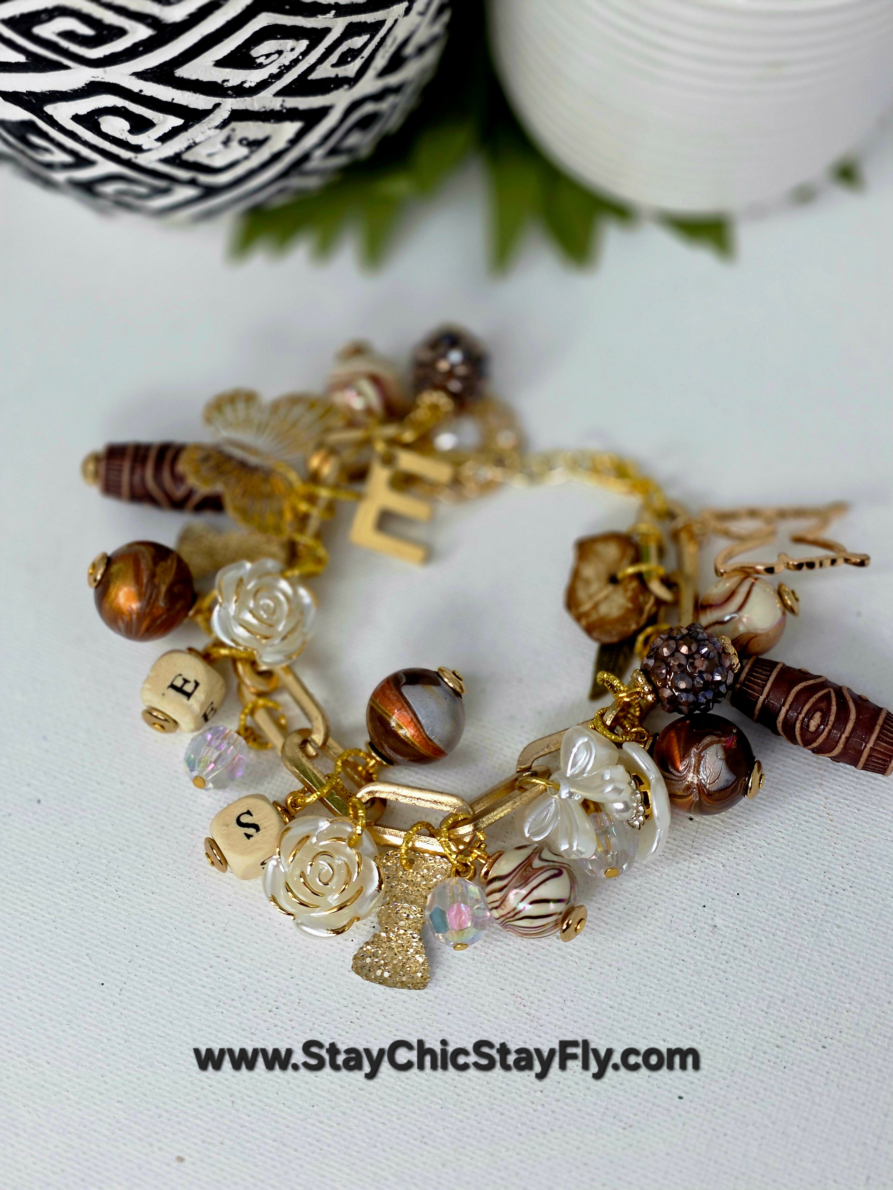 Personalized Neutral Charm Bracelet – Bold Statement Jewelry