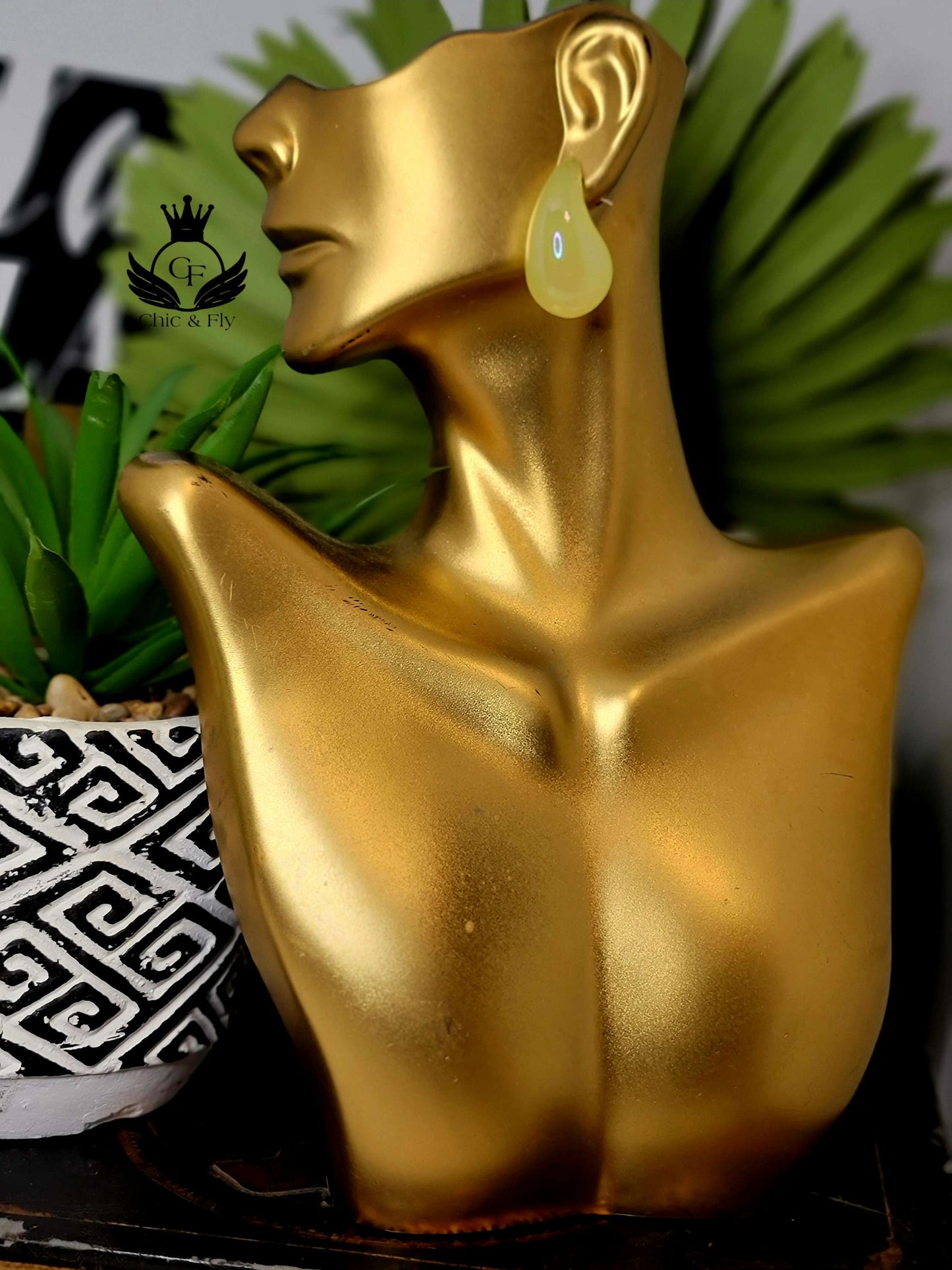 Ms. Terra Yellow Trendy Bauble Tear Drop Earring image 5