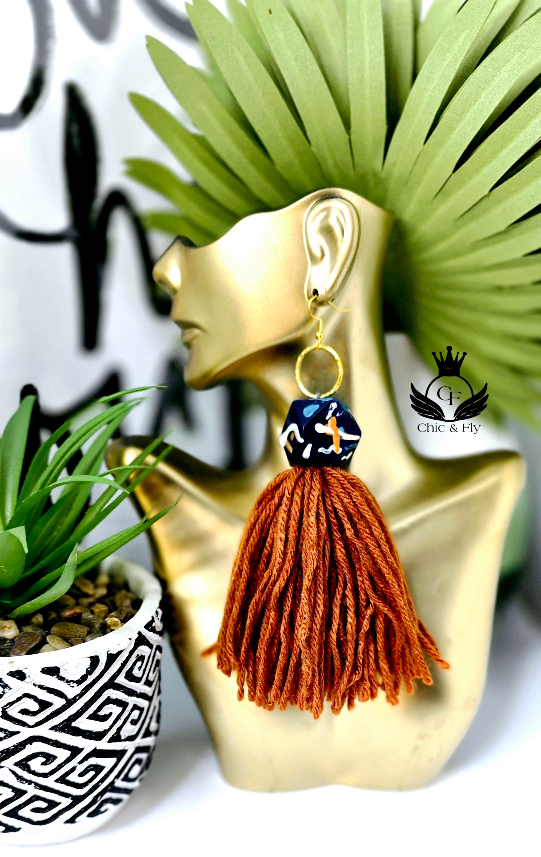 Ms. Nina Necklace, Navy Blue,  Orange, Turqouise, White and Gold   image 2