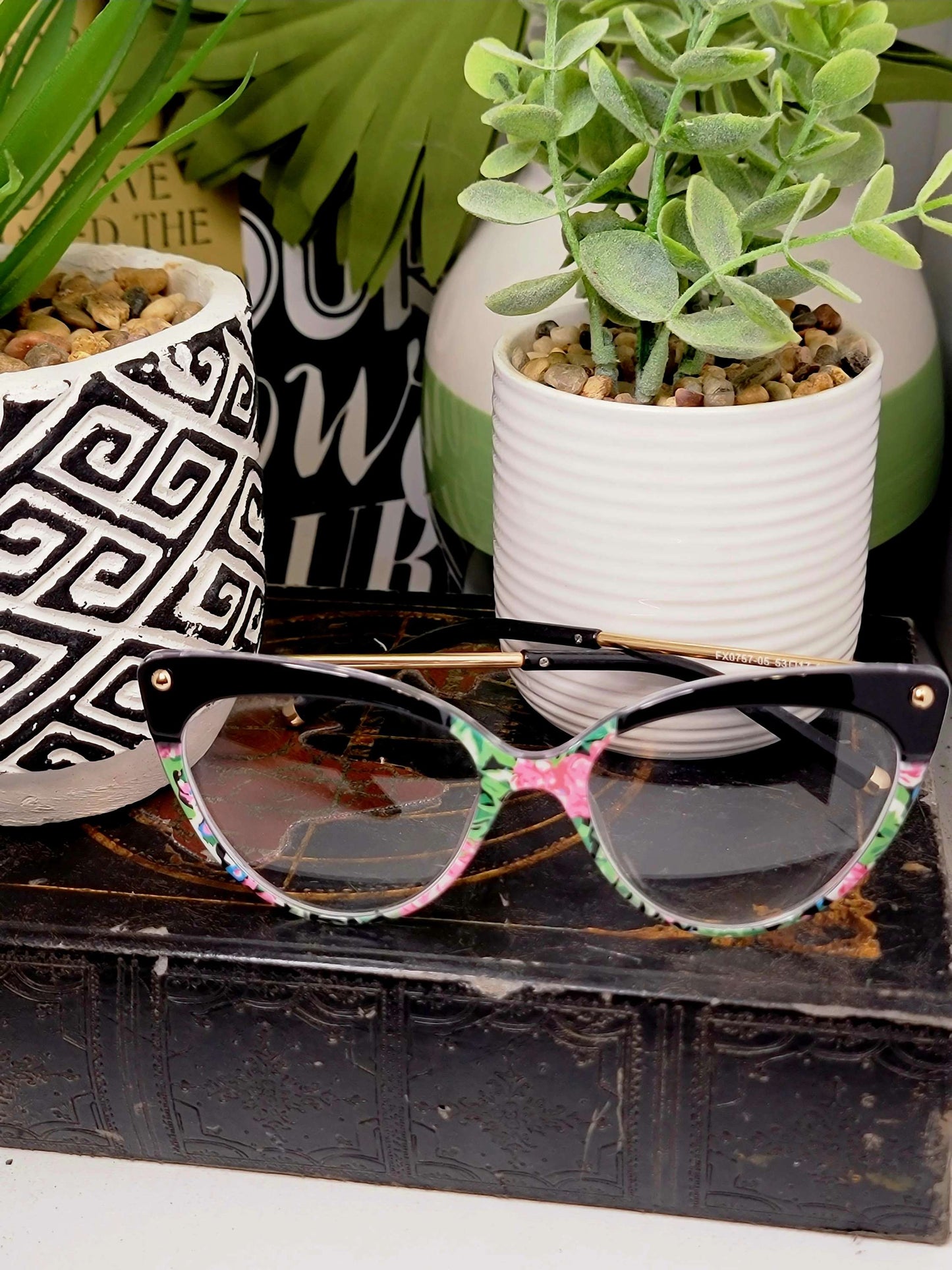 Ms. Patricia Super cute Pink and Green Floral Fashion Glasses image 2