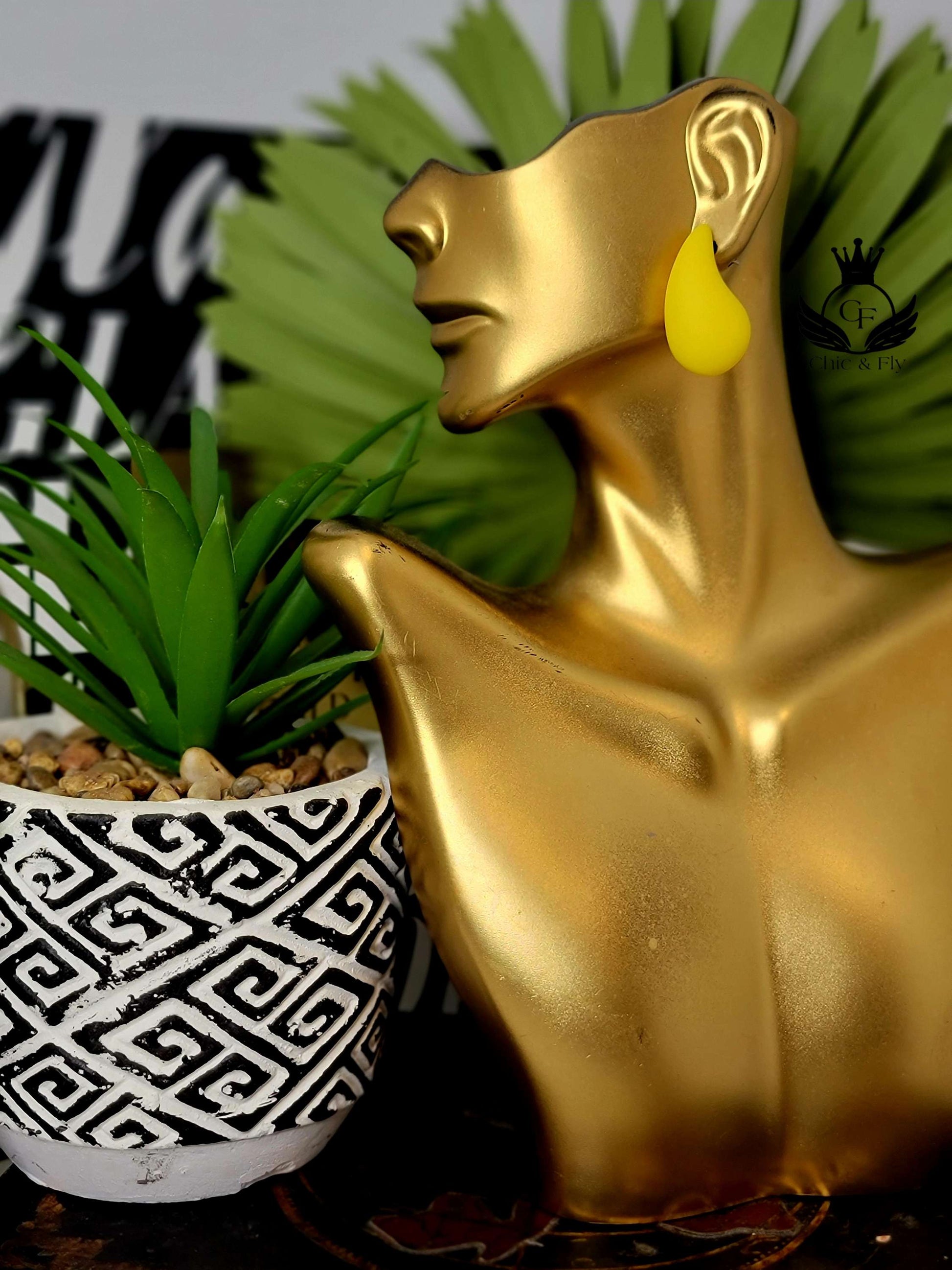 Ms. Terra Yellow Trendy Bauble Tear Drop Earring image 2