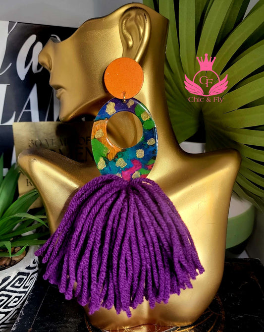 Ms.Tan Purple Orange Magenta Green Teal Multicolored Earrings image 1