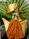 Ms. Okeke Rust Green Orange Bronze and Gold Tassel Earrings by Chic and Fly image 0