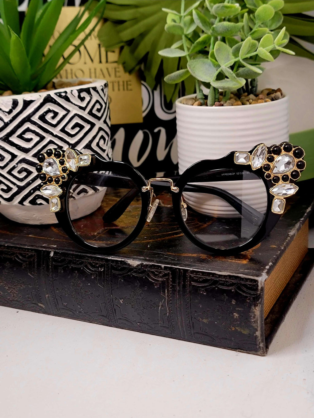 Ms.Khaliah Definitely a Statement Piece... Black and Rhinestone Fashion Glasses  image 2