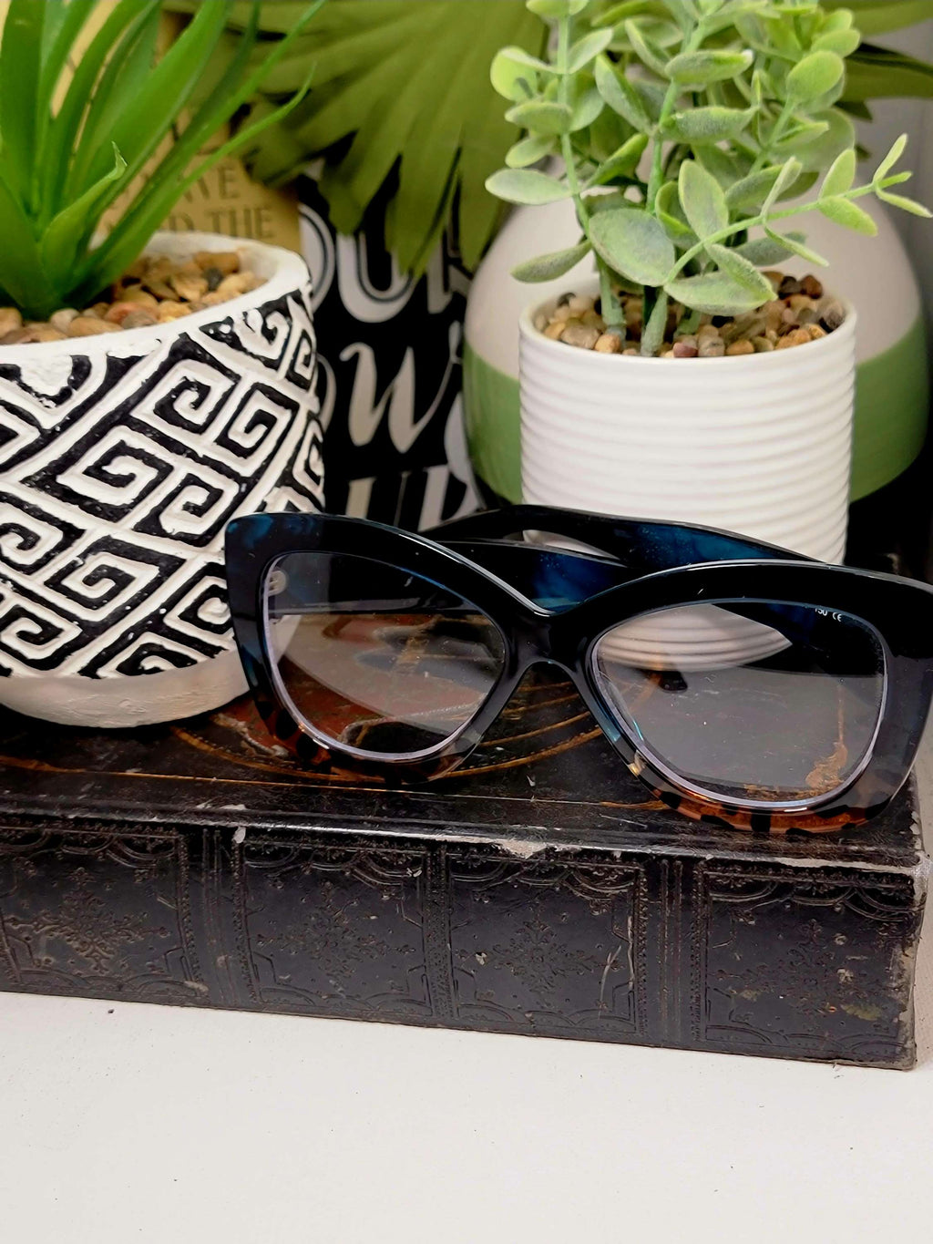 Ms.Natalie Cute Fashion Glasses Deep Teal and Tortoise  image 3