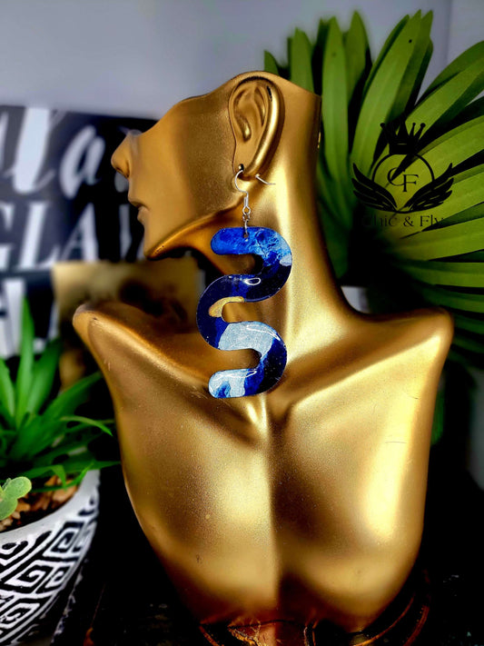 Ms.Rica Blue Gold and Pearl White Fashion Earrings by Chic and Fly  image 0