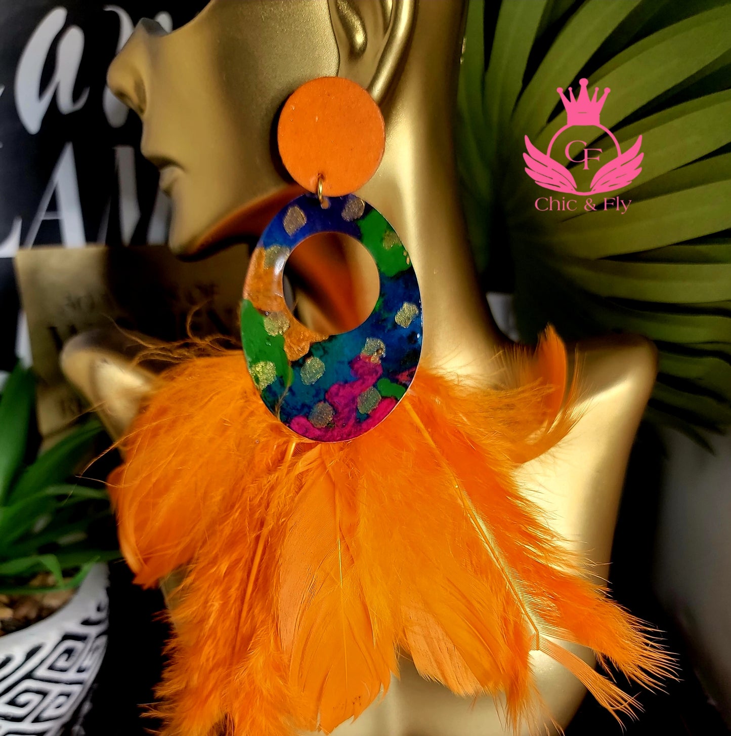 Ms.Tan Purple Orange Magenta Green Teal Multicolored Earrings image 3