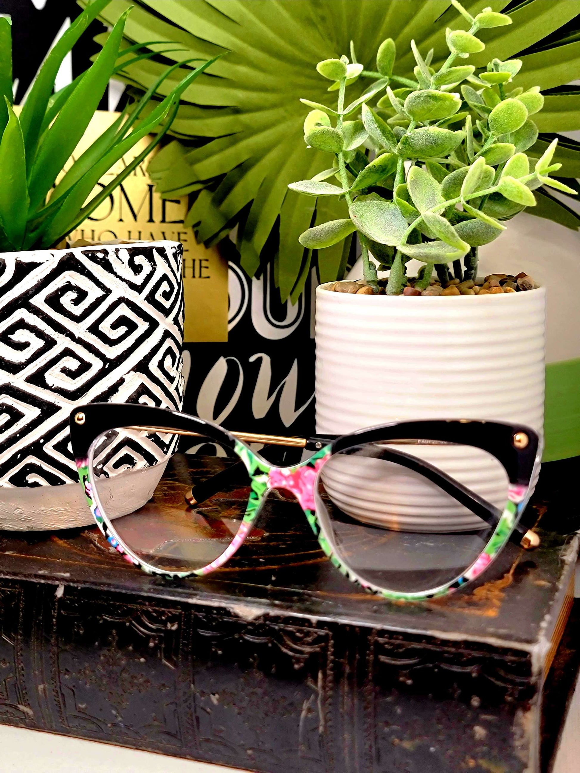 Ms. Patricia Super cute Pink and Green Floral Fashion Glasses image 0