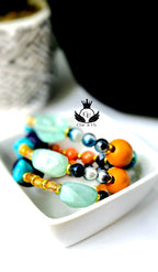 Ms. Nina Necklace, Navy Blue,  Orange, Turqouise, White and Gold   image 3