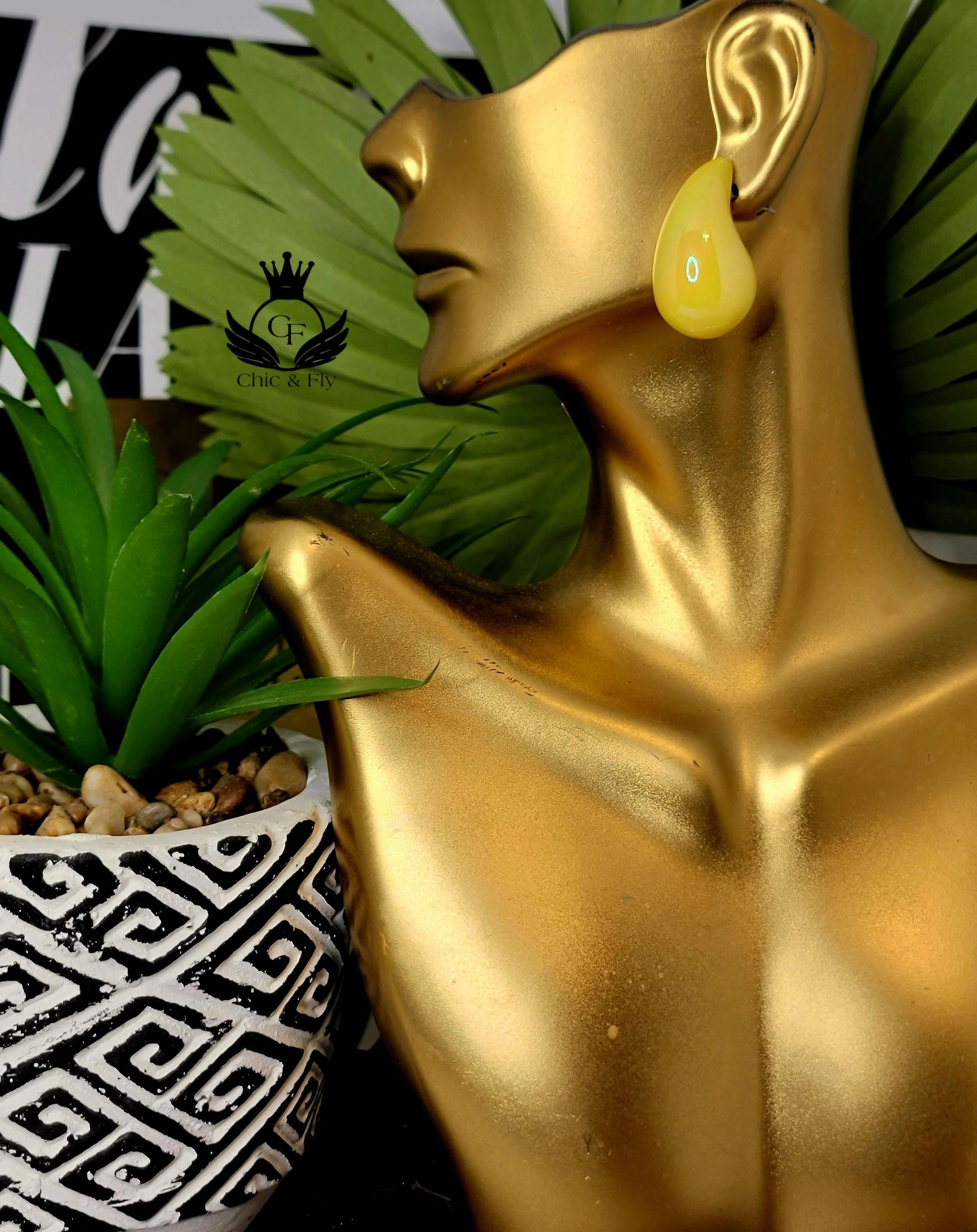 Ms. Terra Yellow Trendy Bauble Tear Drop Earring image 0