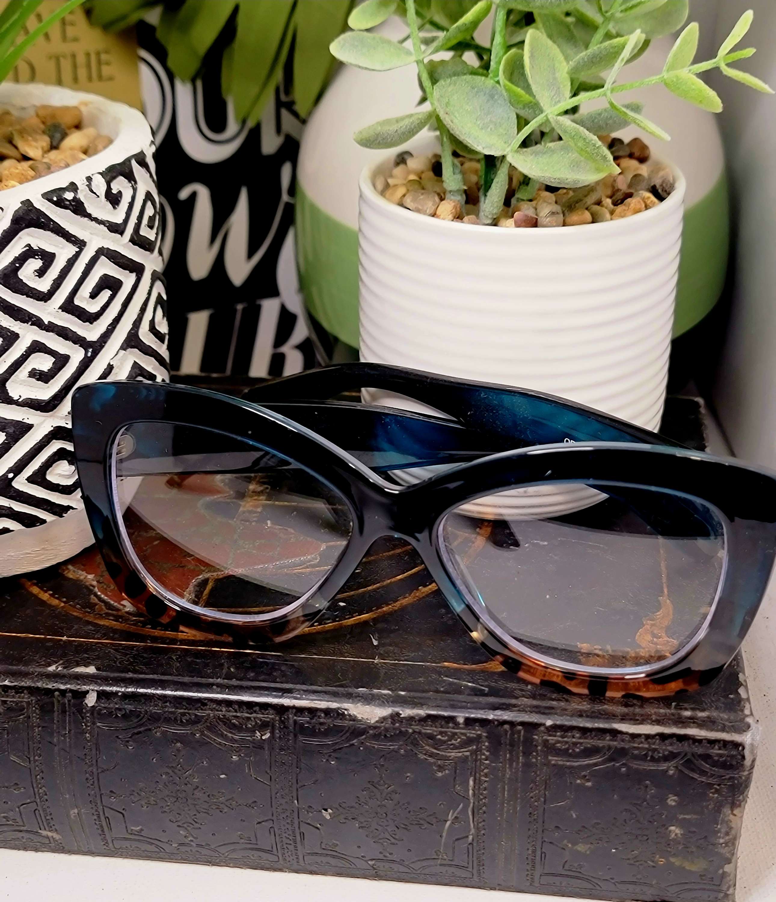 Ms.Natalie Cute Fashion Glasses Deep Teal and Tortoise  image 1