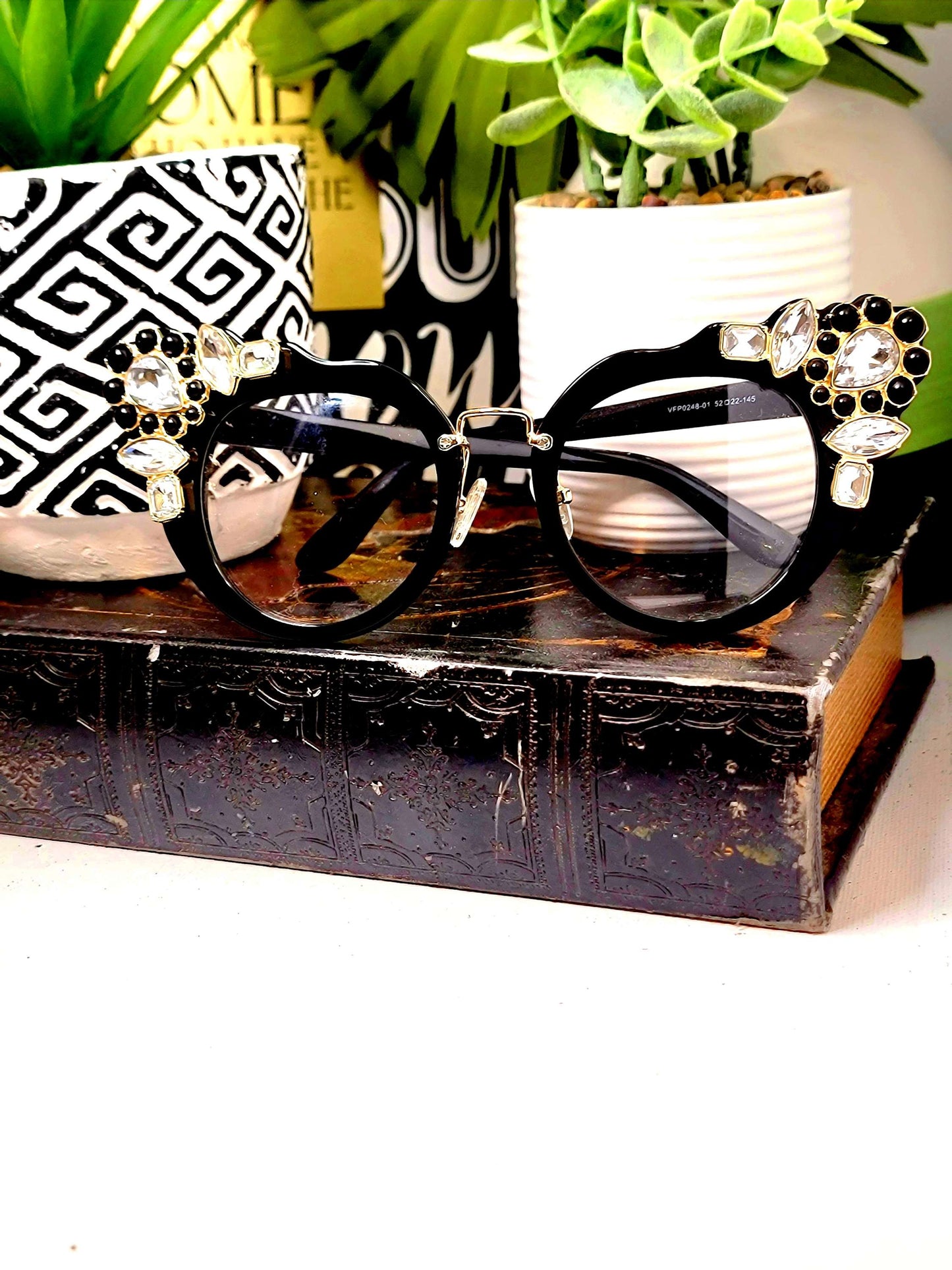 Ms.Khaliah Definitely a Statement Piece... Black and Rhinestone Fashion Glasses  image 0