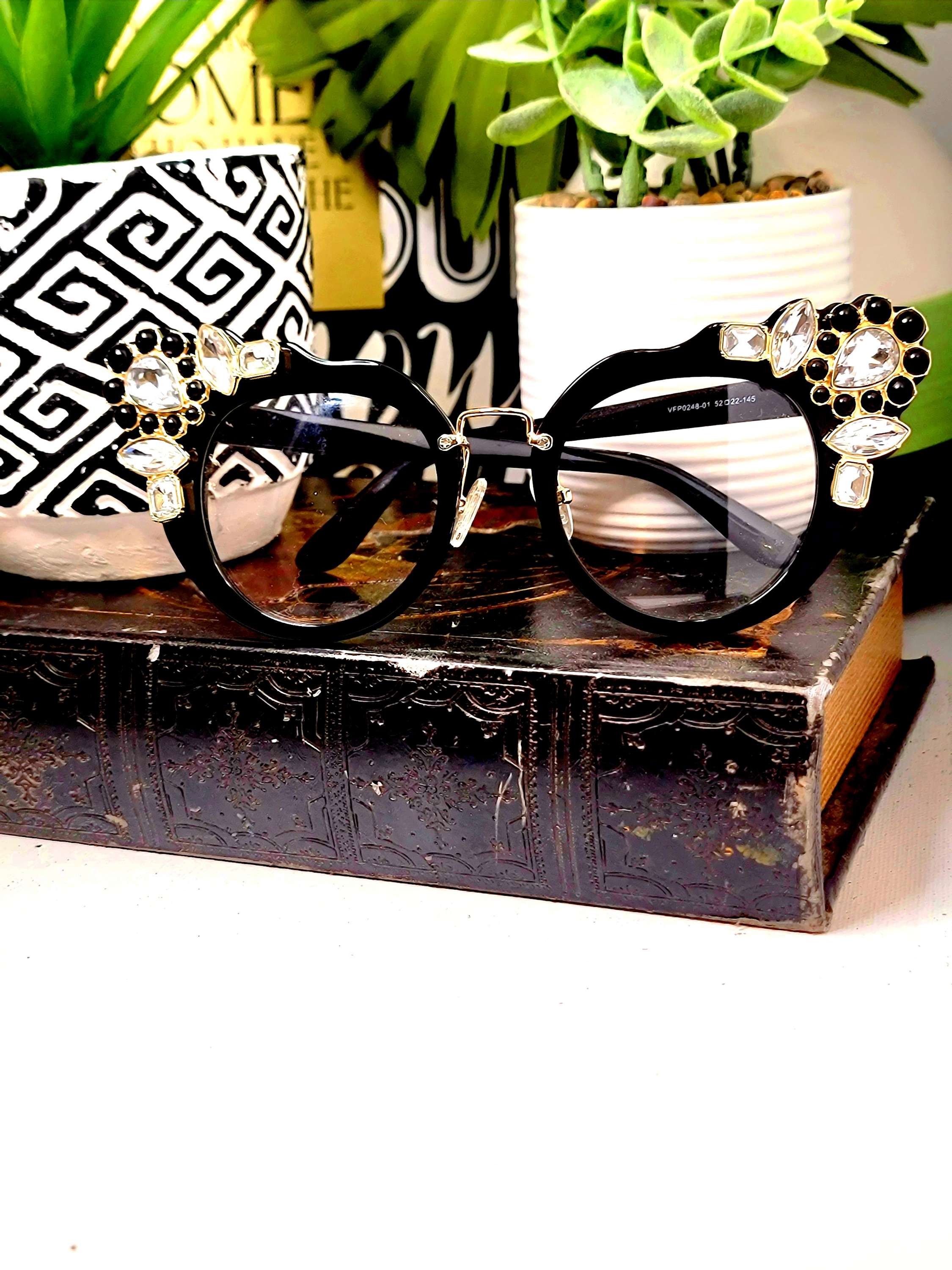 Ms.Khaliah Definitely a Statement Piece... Black and Rhinestone Fashion Glasses  image 0