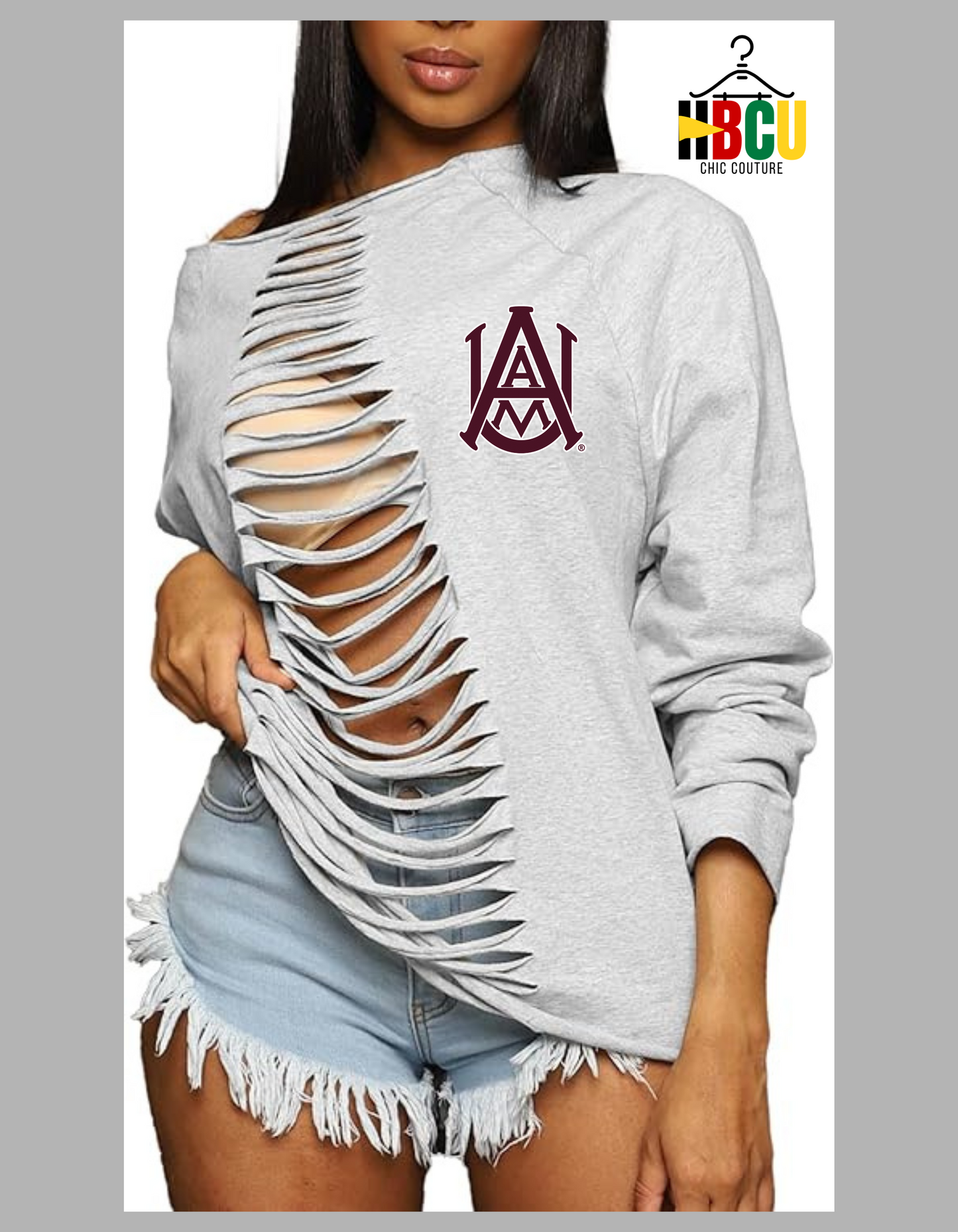 ALABAMA A&M University... Ripped Off Shoulder Sweatshirt