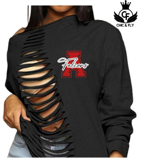 Falcons Ripped Off Shoulder Sweatshirt