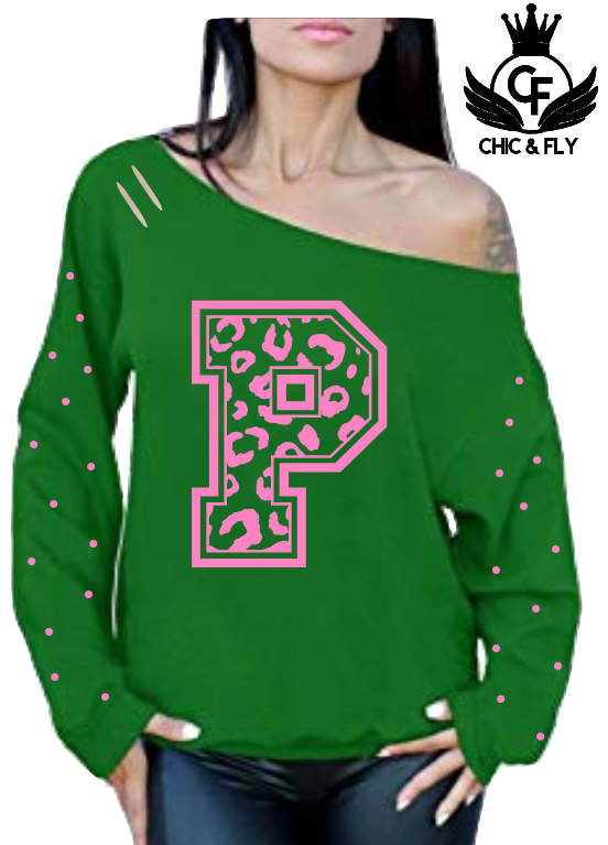 P Always Stands for Pretty Off Shoulder Sweatshirt... The Chic Greek Collection by Chic and Fly