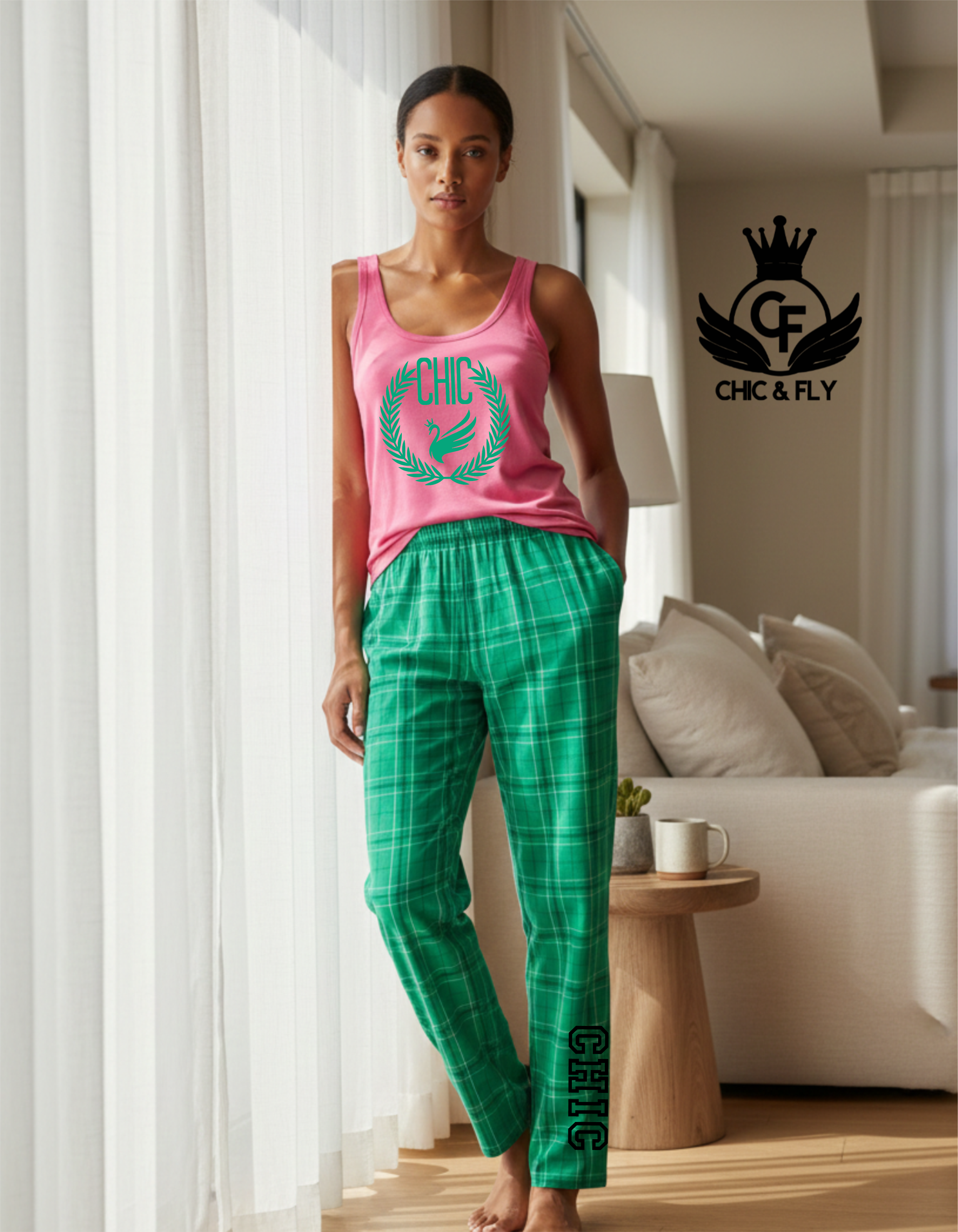 Pink and Green Pajama Set