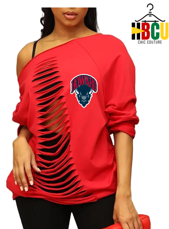 Howard University... Ripped Off Shoulder Sweatshirt
