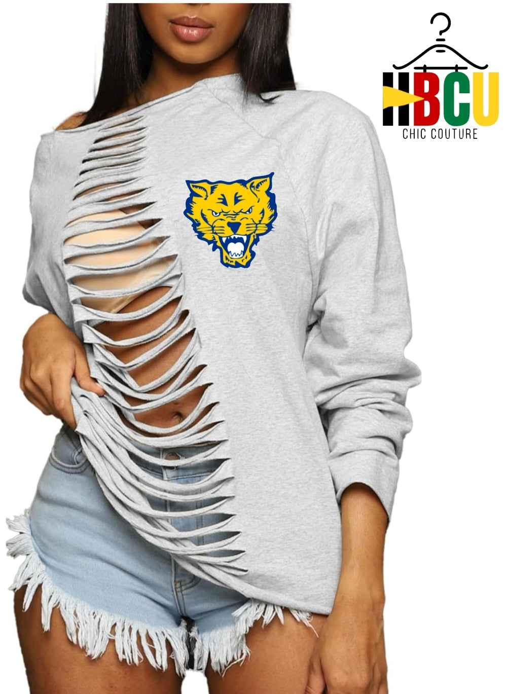 Fort Valley State University... Ripped Off Shoulder Sweatshirt