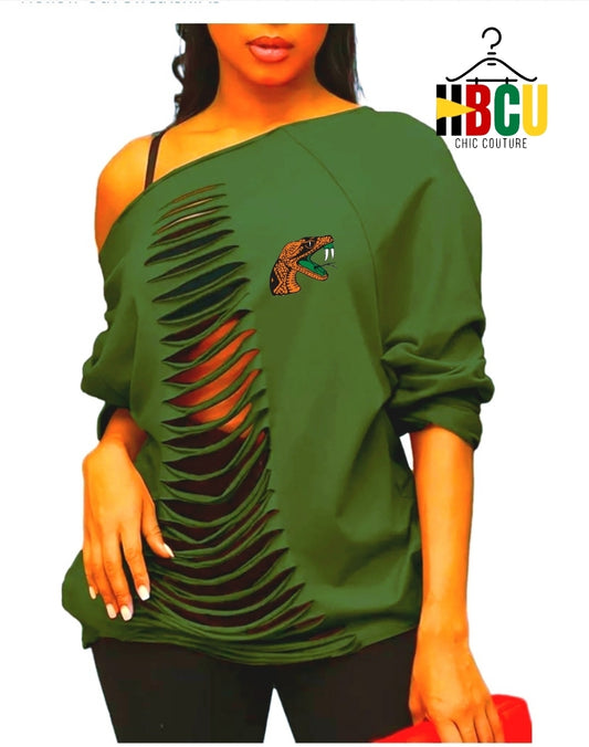 Florida A&M University... Ripped Off Shoulder Sweatshirt