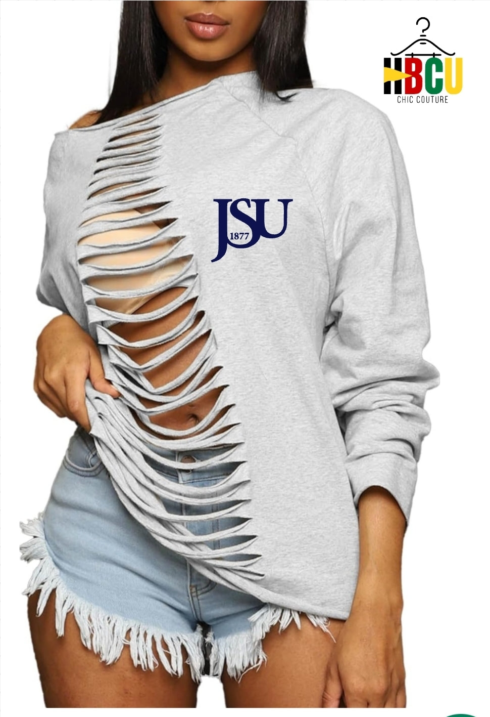 Jackson State University... Ripped Off Shoulder Sweatshirt