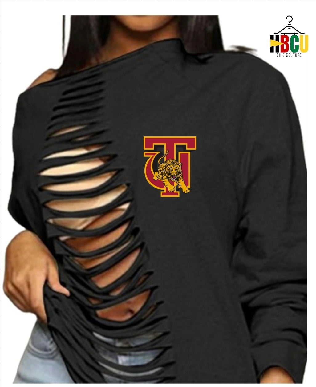 Tuskegee... Ripped Off Shoulder Sweatshirt