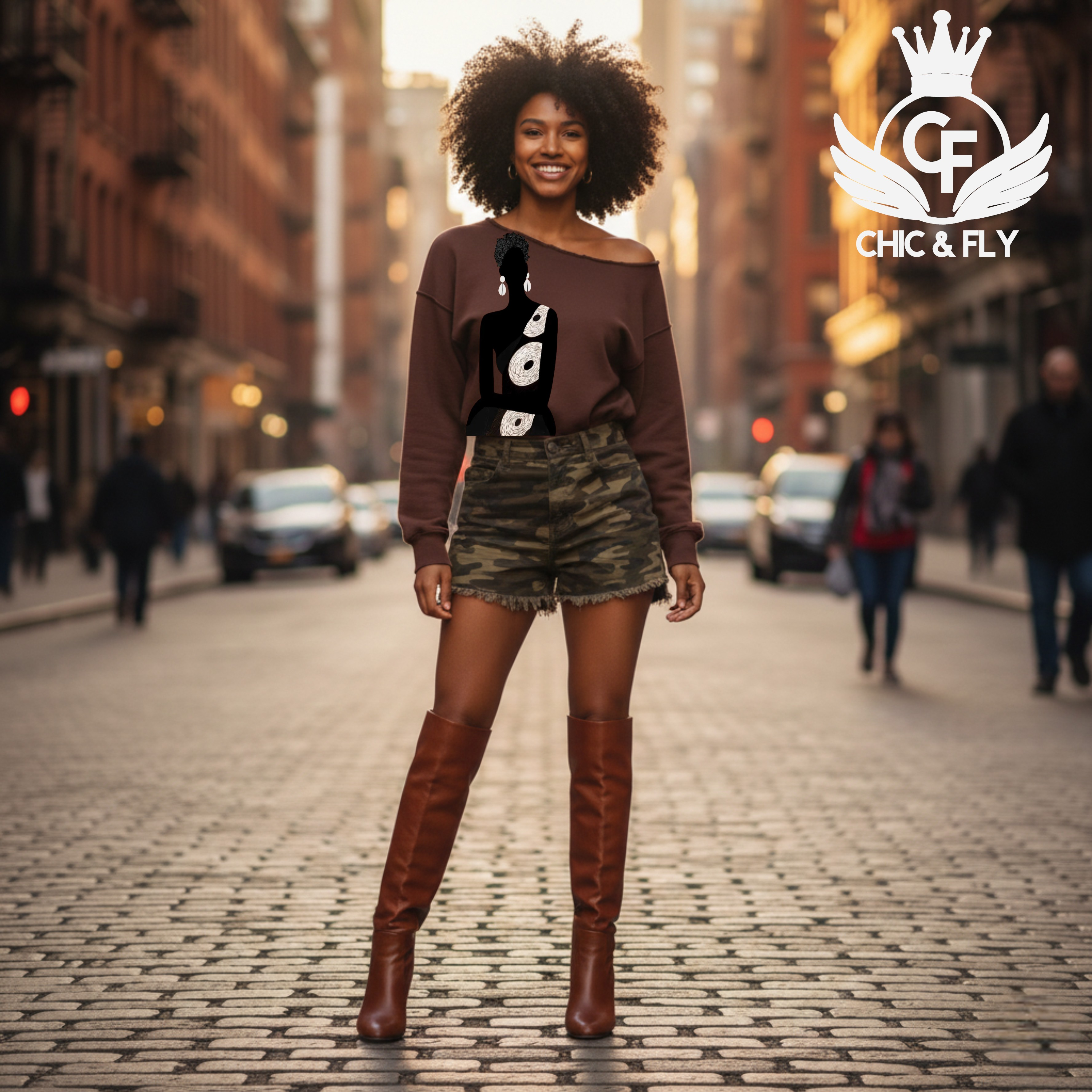 The Blank Silhouette Off Shoulder Sweatshirt