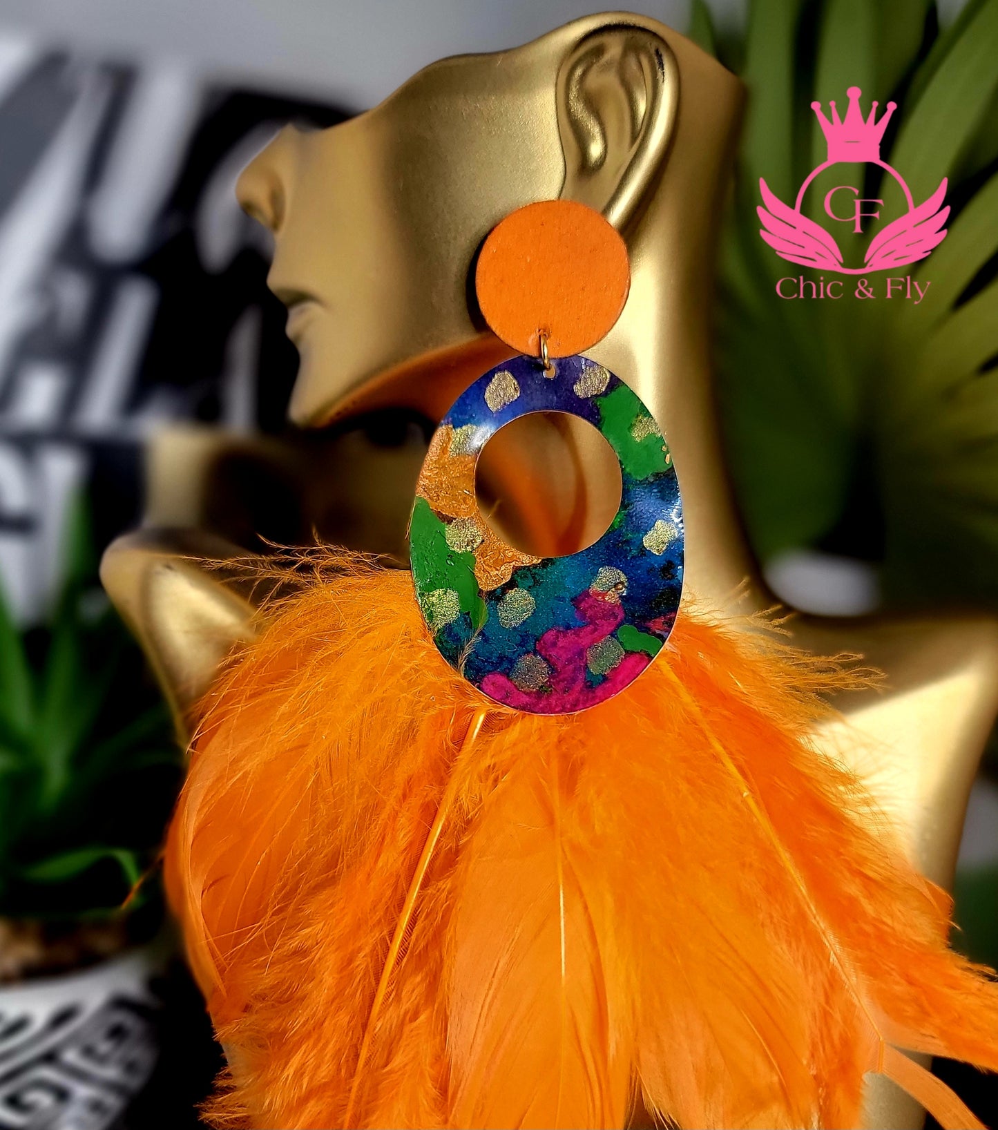 Ms.Tan Purple Orange Magenta Green Teal Multicolored Earrings image 4