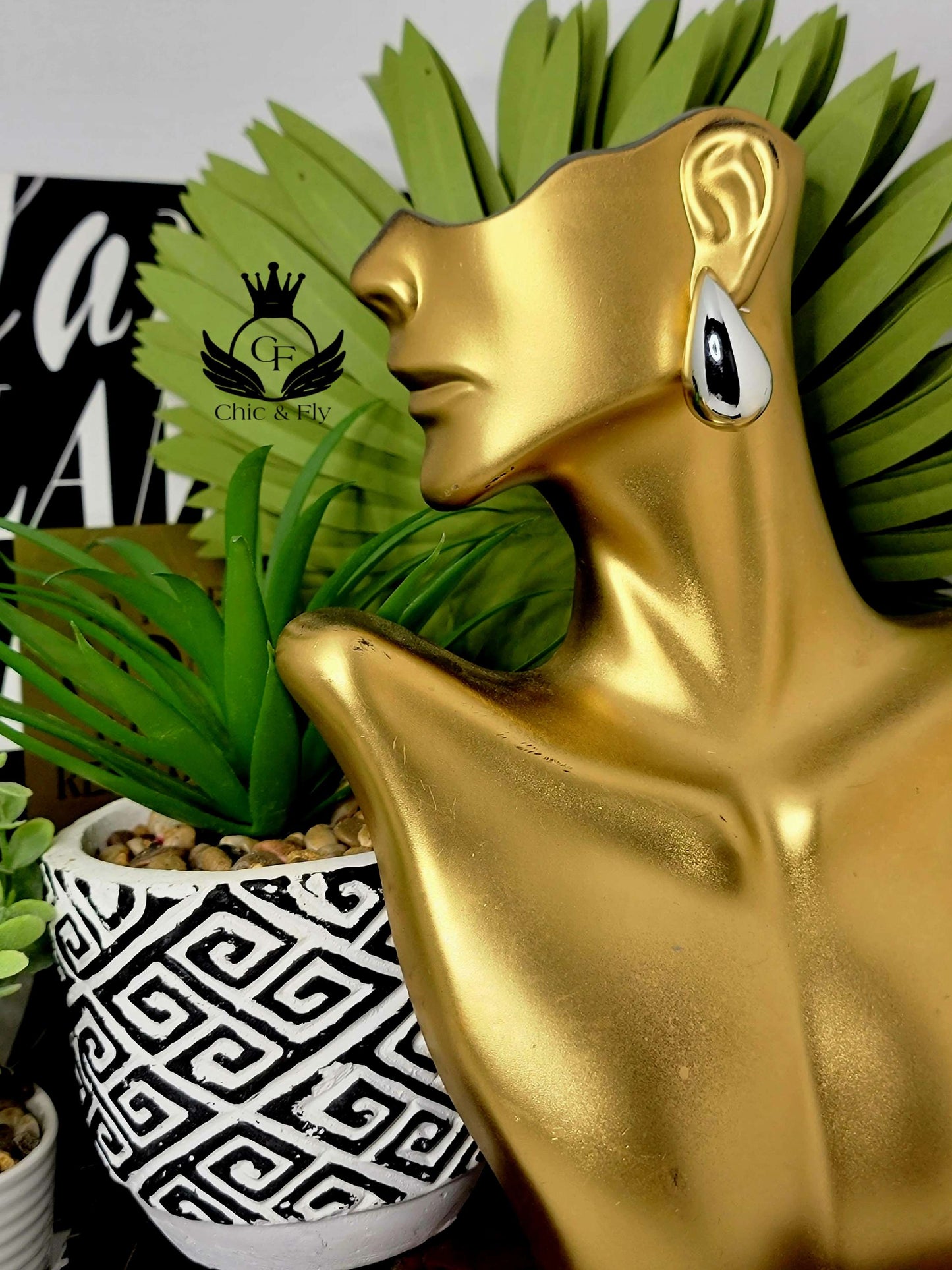 Ms. Terra Silver Bauble Trendy Tear Drop Earring image 0