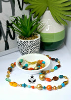 Ms. Ornessa Necklace, Brown,  Orange, Turqouise, and Gold  Chic Junk Collection  image 3