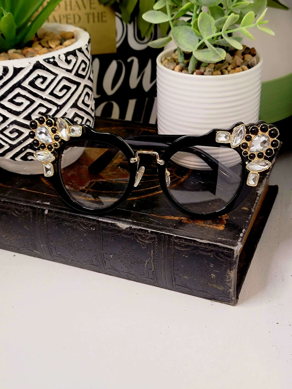 Ms.Khaliah Definitely a Statement Piece... Black and Rhinestone Fashion Glasses  image 3