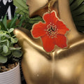 Ms. Hydia Floral Collection Red and Gold Hibiscus  Fashion Earrings by C image 0