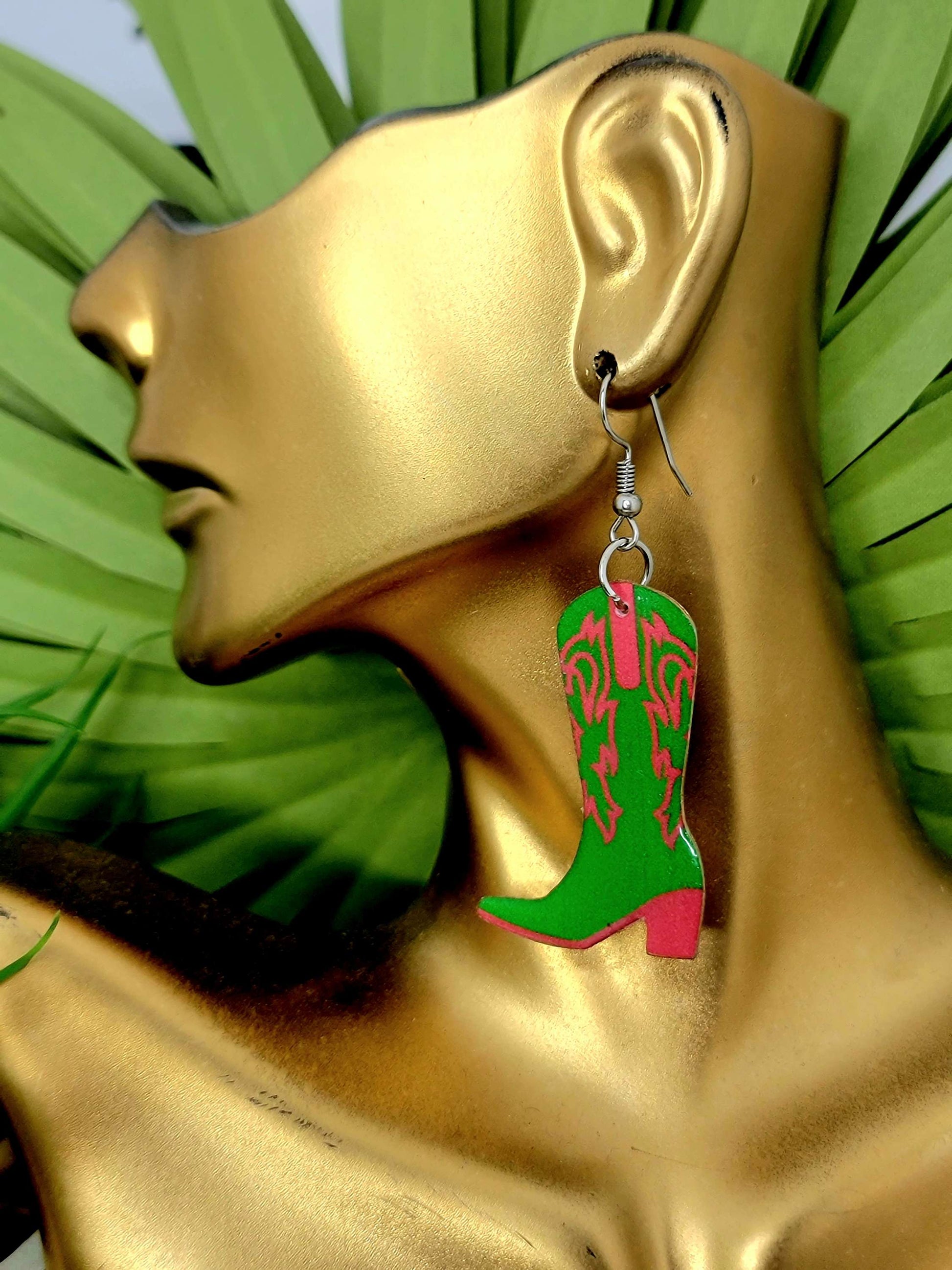 Ms.Bey Pink and Green Cow Girl Boots  image 0