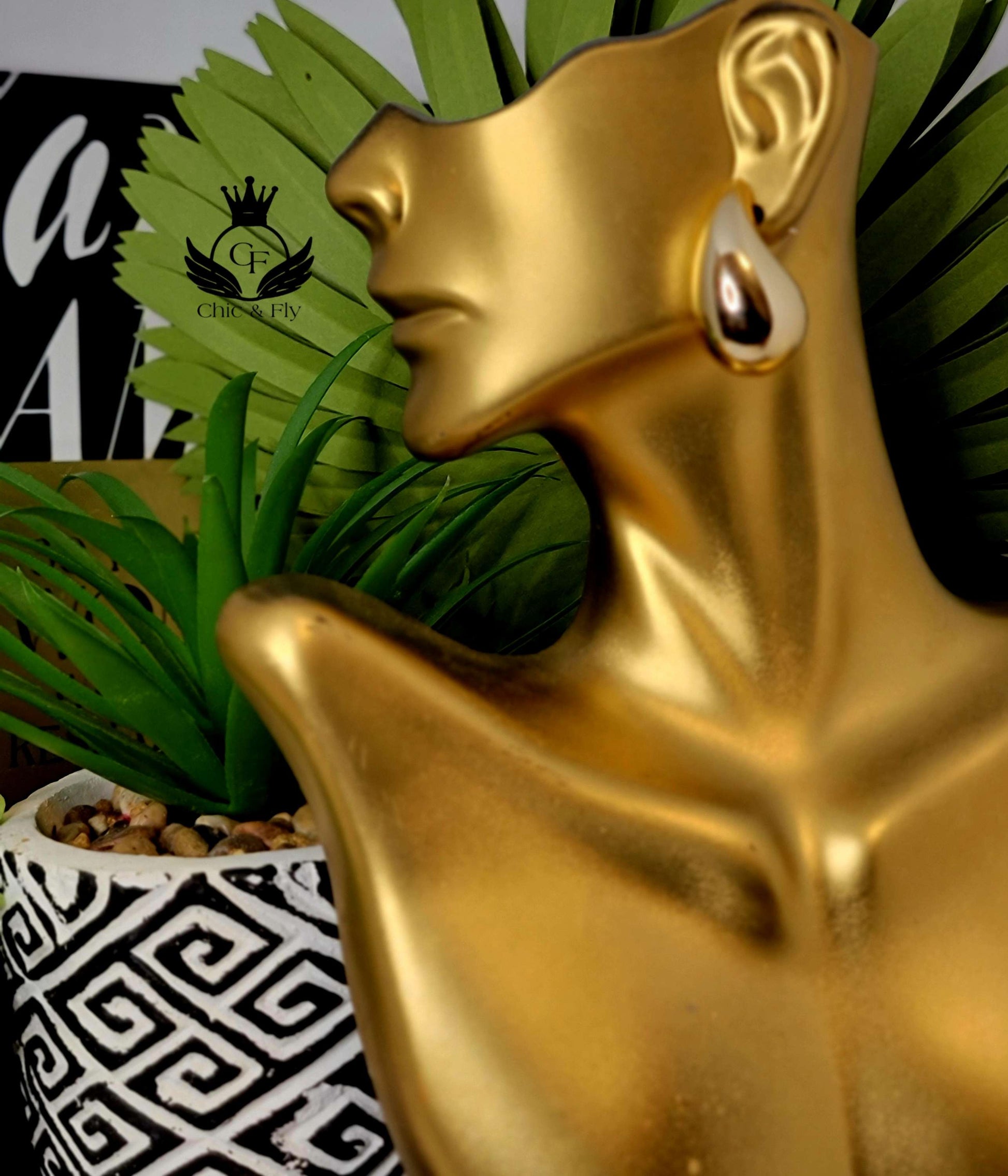 Ms. Terra Gold Trendy Bauble Tear Drop Earring image 0