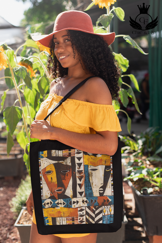 "Afrocentric Tribal Art Tote Bag – Bold African-Inspired Canvas Shoulder Bag" image 0