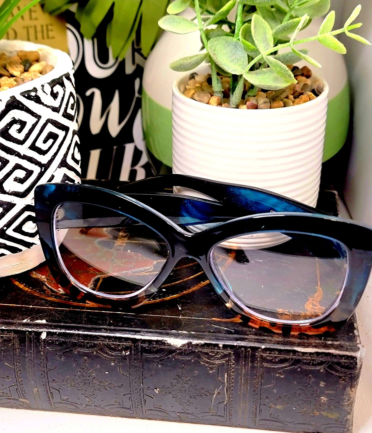 Ms.Natalie Cute Fashion Glasses Deep Teal and Tortoise  image 0