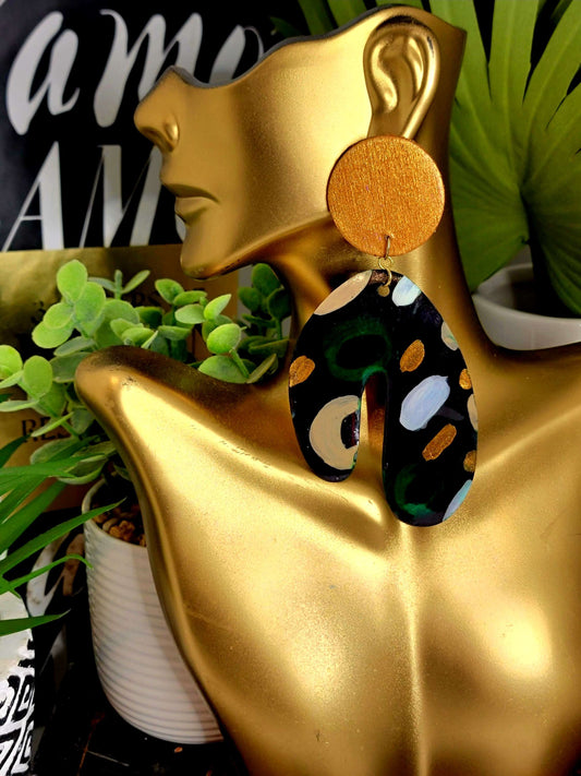 Ms.Genesis Green Gold Taupe and Pearl White Fashion Earrings by Chic and Fly  image 0